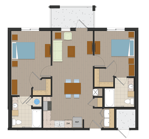 B1-2 Bedroom Floor Plan Image | The Quarry | Key West, FL